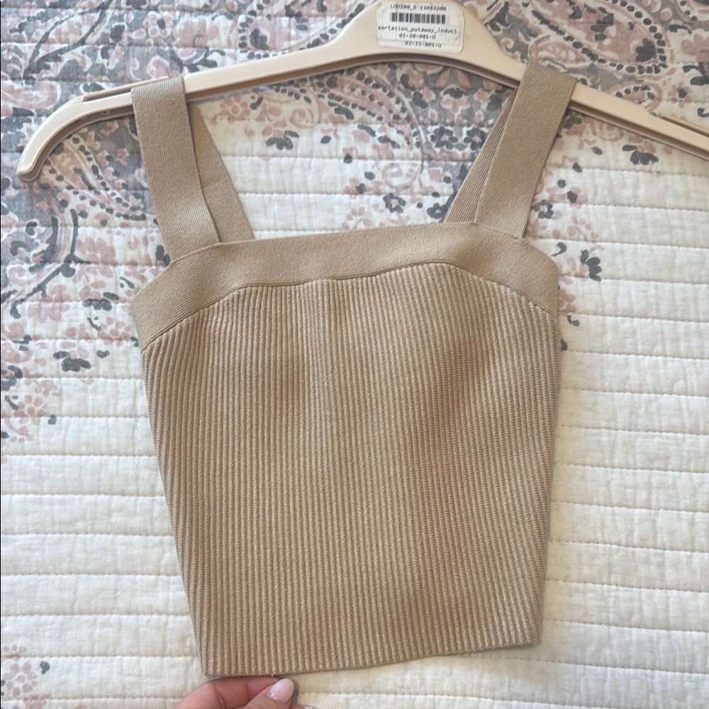 Abercrombie & Fitch Tan Ribbed Sleeveless Tank Top